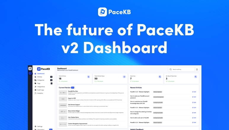 The future of PaceKB – v2 Dashboard